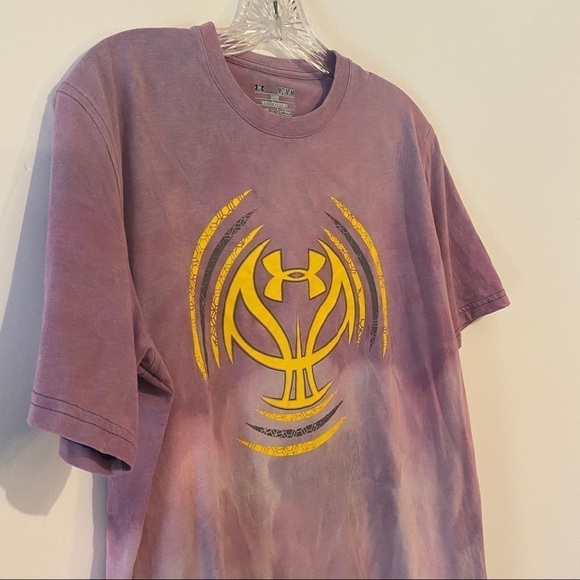 UPCYCLED Bleach Dyed Under Armour Tshirt Pink - Picture 4 of 8